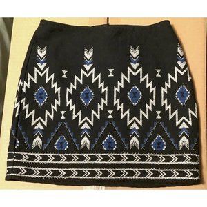 H&M By Divided Lined Tapestry Beaded Aztec Skirt Size 2